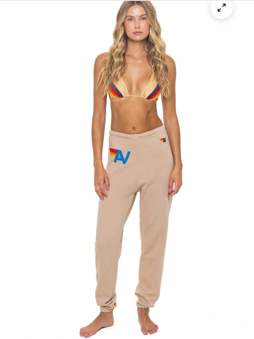 NEW Aviator Nation LOGO SWEATPANTS - SAND